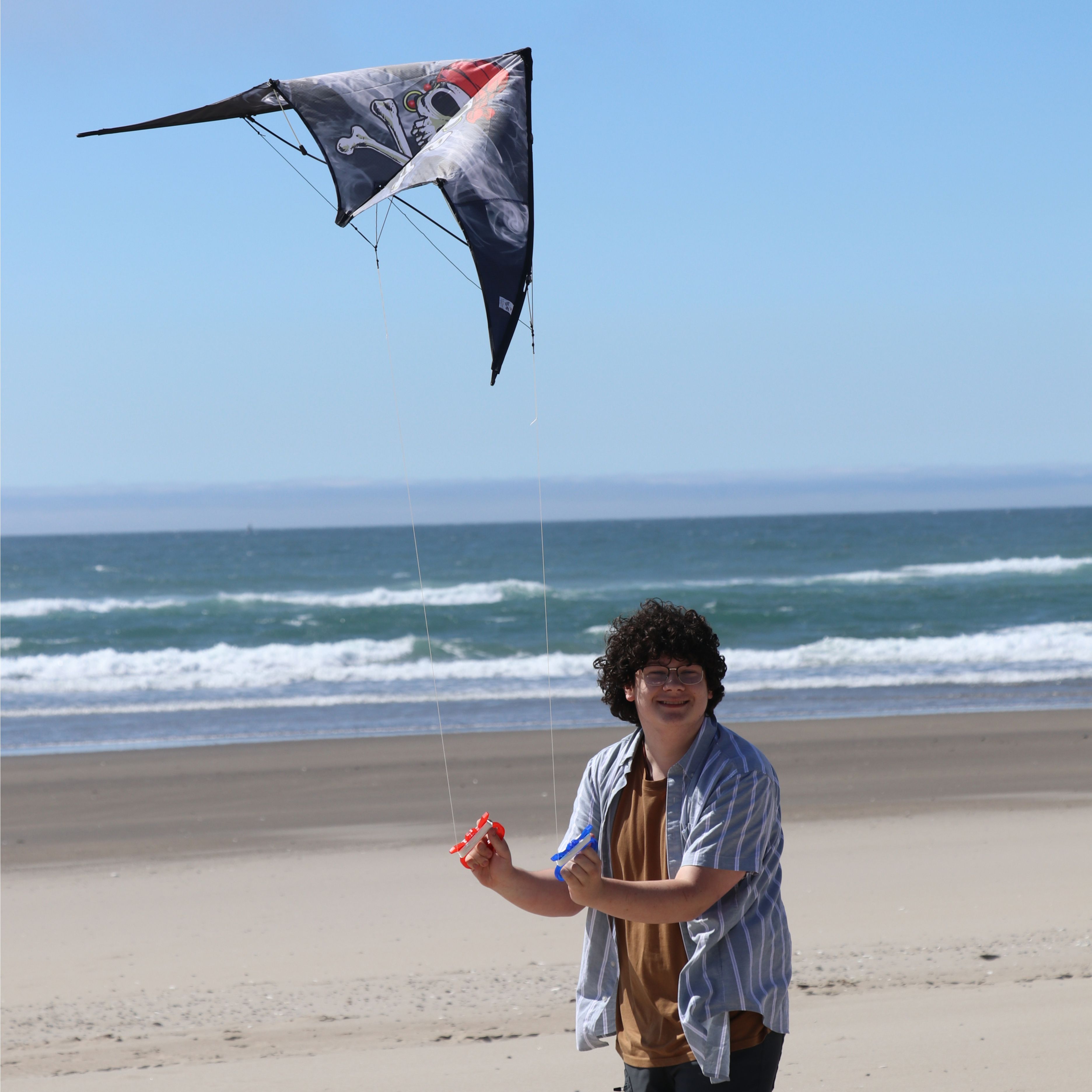 Camper flying a kite