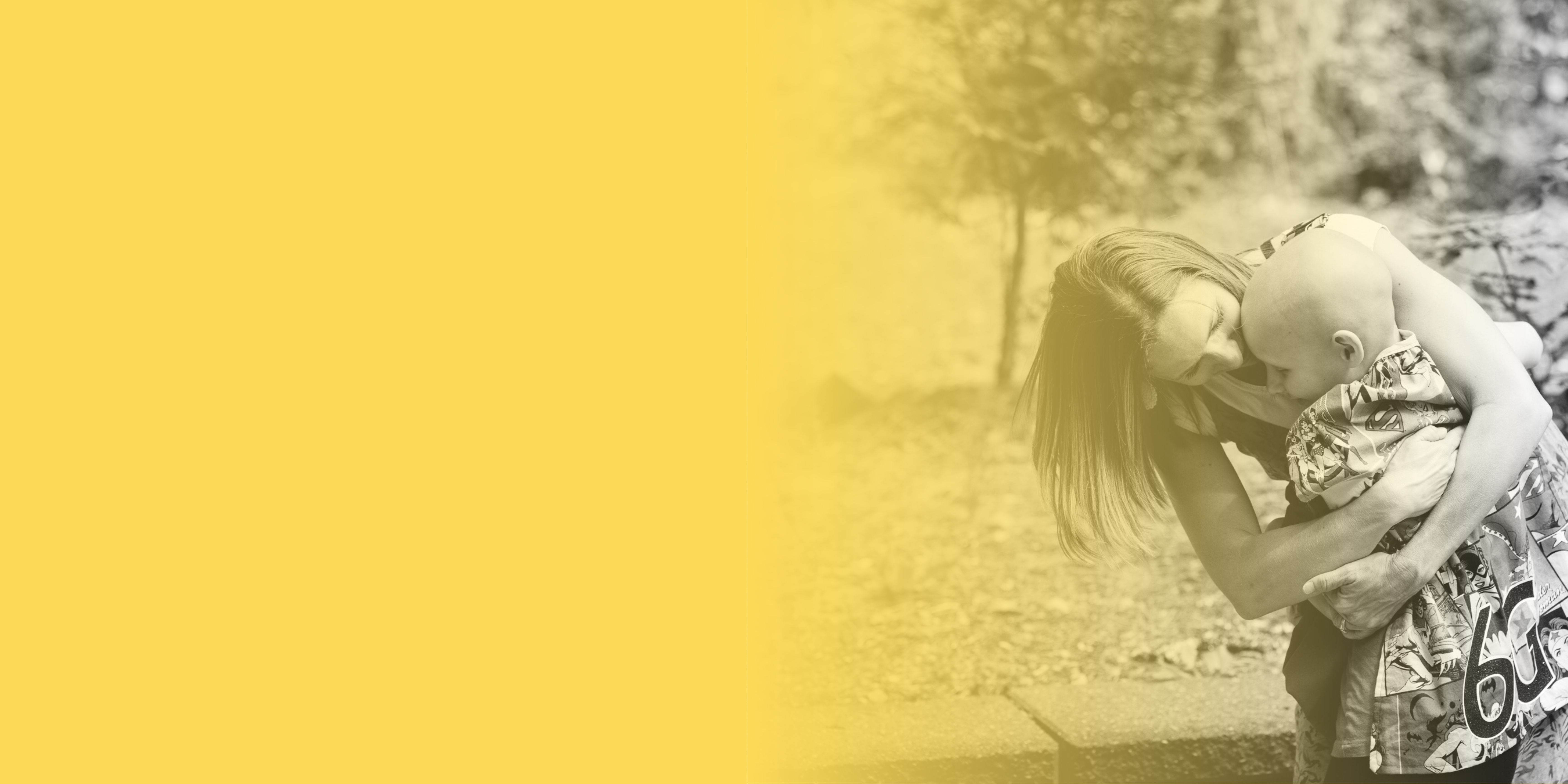 photo of mother hugging child with yellow gradient overlay